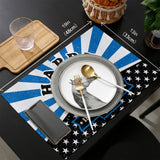 Blue Happy Independence Day Personalized Table Placemats - LeobonZone