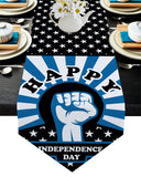 Blue Happy Independence Day Sharp Angle Table Runner Place Mats - LeobonZone