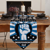 Blue Happy Independence Day Sharp Angle Table Runner Place Mats - LeobonZone