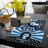 Blue Happy Independence Day Table Flag And Table Mat Suit - LeobonZone