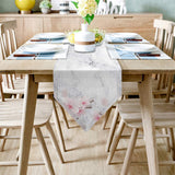 Pink Marble peach blossom Table Runner Place Mats Sharp Angle - LeobonZone