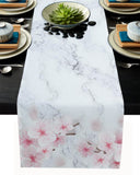 Pink Marble peach blossom Table Runner Place Mats - LeobonZone