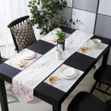 Pink Marble peach blossom Table Flag And Table Mat Suit Sharp angle