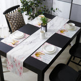 Pink Marble peach blossom Table Flag And Table Mat Suit - LeobonZone