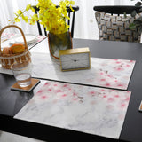 Pink Marble peach blossom Table Flag And Table Mat Suit - LeobonZone