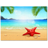 Red starfish on summer beach Right Angle Felt Rugs - LeobonZone