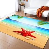 Red starfish on summer beach Right Angle Felt Rugs - LeobonZone