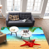 Red starfish on summer beach Right Angle Felt Rugs - LeobonZone