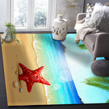 Red starfish on summer beach Right Angle Felt Rugs - LeobonZone