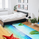 Red starfish on summer beach Right Angle Felt Rugs - LeobonZone