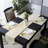 Beige Marble Texture Table Flag And Table Mat Suit Sharp angle - LeobonZone