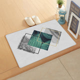 Gray Marble texture of tropical plants and water Leather Doormat