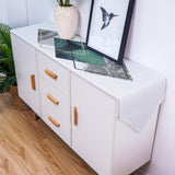 Gray Marble texture of tropical plants and water Table Runner Place Mats Sharp Angle - LeobonZone