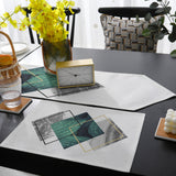 Gray Marble texture of tropical plants and water Table Flag And Table Mat Suit Sharp angle - LeobonZone