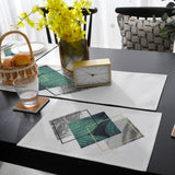 Gray Marble texture of tropical plants and water Table Flag And Table Mat Suit - LeobonZone