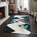 Marbling texture of tropical plants and water Sponge Rillet Rubber Rugs - LeobonZone