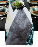 Marbling texture of tropical plants and water Table Runner Place Mats - LeobonZone