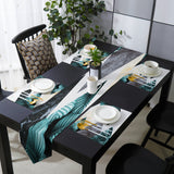 Marbling texture of tropical plants and water Table Flag And Table Mat Suit Sharp angle - LeobonZone