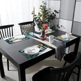 Marbling texture of tropical plants and water Table Flag And Table Mat Suit Sharp angle - LeobonZone