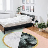 Pink Marbling texture of tropical plants Right Angle Felt Rugs - LeobonZone