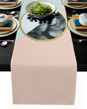 Pink Marbling texture of tropical plants Table Runner Place Mats - LeobonZone