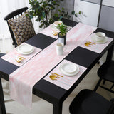 Pink Marble Texture Table Flag And Table Mat Suit