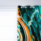 Green Oil painting marble texture window curtains - LeobonZone