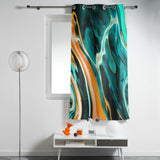 Green Oil painting marble texture window curtains - LeobonZone