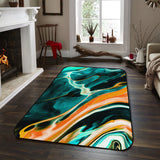 Green Oil painting marble texture Sponge Rillet Rubber Rugs - LeobonZone