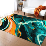 Green Oil painting marble texture Right Angle Felt Rugs