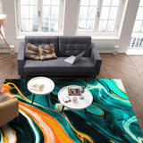 Green Oil painting marble texture Right Angle Felt Rugs - LeobonZone