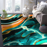 Green Oil painting marble texture Right Angle Felt Rugs - LeobonZone