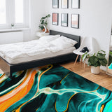 Green Oil painting marble texture Right Angle Felt Rugs - LeobonZone