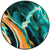 Green Oil Painting Marble Texture Circular Felt Rugs - LeobonZone