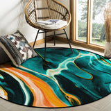 Green Oil Painting Marble Texture Circular Felt Rugs - LeobonZone