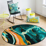 Green Oil Painting Marble Texture Circular Felt Rugs - LeobonZone