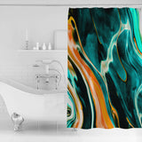 Green Oil painting marble texture Waterproof Durable Shower Curtain