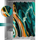 Green Oil painting marble texture Waterproof Durable Shower Curtain - LeobonZone