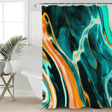 Green Oil painting marble texture Waterproof Durable Shower Curtain - LeobonZone