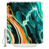 Green Oil painting marble texture Waterproof Durable Shower Curtain - LeobonZone
