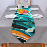 Green Oil painting marble texture Table Runner Place Mats Sharp Angle - LeobonZone