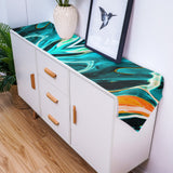 Green Oil painting marble texture Table Runner Place Mats Sharp Angle - LeobonZone