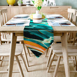 Green Oil painting marble texture Table Runner Place Mats Sharp Angle - LeobonZone