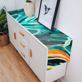 Green Oil painting marble texture Table Runner Place Mats - LeobonZone