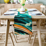 Green Oil painting marble texture Table Runner Place Mats - LeobonZone