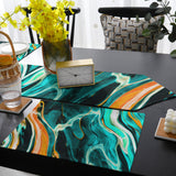 Green Oil painting marble texture Table Flag And Table Mat Suit Sharp angle - LeobonZone