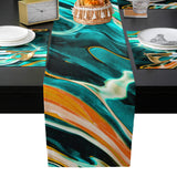 Green Oil painting marble texture Table Flag And Table Mat Suit - LeobonZone