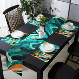 Green Oil painting marble texture Table Flag And Table Mat Suit - LeobonZone