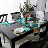 Green Oil painting marble texture Table Flag And Table Mat Suit - LeobonZone