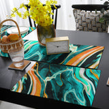 Green Oil painting marble texture Table Flag And Table Mat Suit - LeobonZone